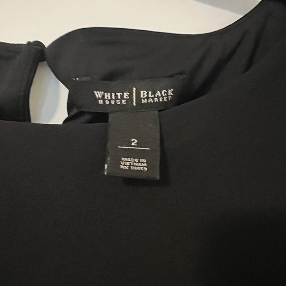 White and Black floral print dress with sheer sleeves, size 2 - Picture 2 of 4